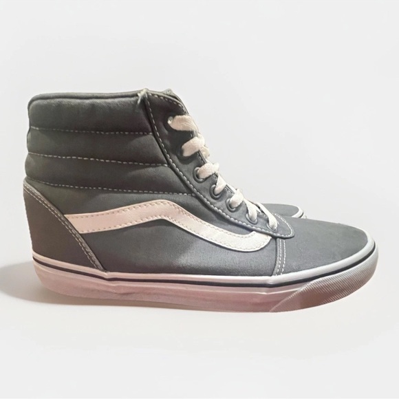 Vans Sk8-Hi Gray + White Canvas High Top Sneakers Women’s Size 9.5/Men’s Size 7 - Picture 2 of 8